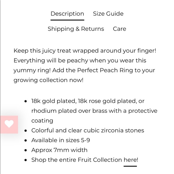 Girls Crew Peach Ring Rose Gold - Picture 4 of 4